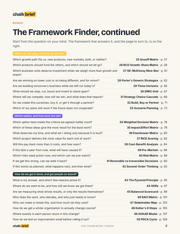A page from The Framework Finder